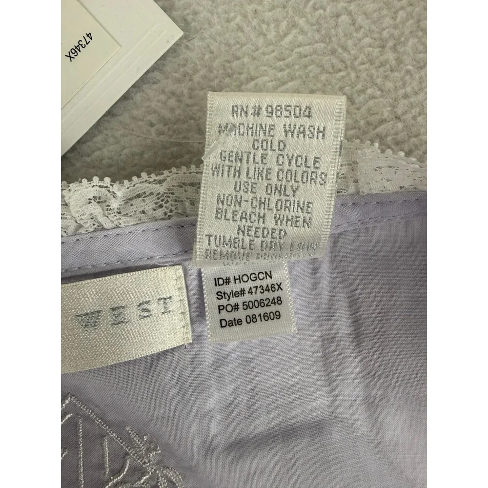 Eileen West Nightgown Womens 1X Peri Blue Cotton Lace Buttons Long Sleeve NWT - Picture 4 of 12